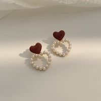 1 Paire Style Simple Fleur Incruster Alliage Perle Boucles D'oreilles main image 1