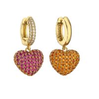 Simple Style Heart Shape Copper Inlay Rhinestones Earrings Necklace sku image 2