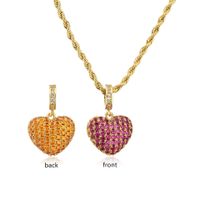 Simple Style Heart Shape Copper Inlay Rhinestones Earrings Necklace sku image 1