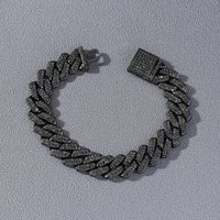 Hip-hop Solid Color Alloy Inlay Rhinestones Men's Bracelets Necklace sku image 1