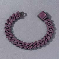 Hip-hop Solid Color Alloy Inlay Rhinestones Men's Bracelets Necklace sku image 2