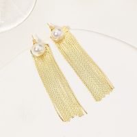 1 Pair Elegant Streetwear Tassel Polishing Plating Inlay Stainless Steel Copper Artificial Pearls Gold Plated Drop Earrings main image 4