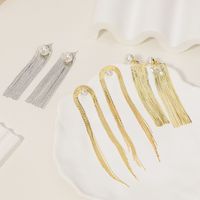 1 Pair Elegant Streetwear Tassel Polishing Plating Inlay Stainless Steel Copper Artificial Pearls Gold Plated Drop Earrings main image 1