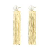1 Pair Elegant Streetwear Tassel Polishing Plating Inlay Stainless Steel Copper Artificial Pearls Gold Plated Drop Earrings sku image 1