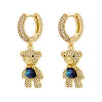 1 Pair Casual Elegant Sweet Bear Heart Shape Plating Inlay Copper Artificial Pearls Shell Zircon 18k Gold Plated Drop Earrings sku image 3