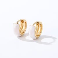 1 Pair Casual Sweet Simple Style Round Enamel Copper K Gold Plated Hoop Earrings main image 5