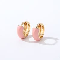 1 Pair Casual Sweet Simple Style Round Enamel Copper K Gold Plated Hoop Earrings main image 3