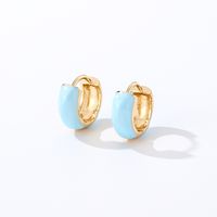 1 Pair Casual Sweet Simple Style Round Enamel Copper K Gold Plated Hoop Earrings main image 4