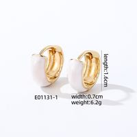 1 Pair Casual Sweet Simple Style Round Enamel Copper K Gold Plated Hoop Earrings sku image 1