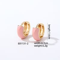 1 Pair Casual Sweet Simple Style Round Enamel Copper K Gold Plated Hoop Earrings sku image 2