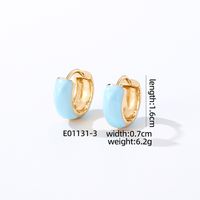 1 Pair Casual Sweet Simple Style Round Enamel Copper K Gold Plated Hoop Earrings sku image 3