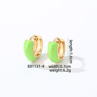 1 Pair Casual Sweet Simple Style Round Enamel Copper K Gold Plated Hoop Earrings sku image 4