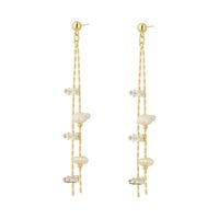 1 Pair Lady Cross Tassel Plating Inlay Stainless Steel Copper Artificial Pearls Gold Plated Drop Earrings main image 2