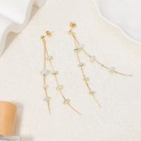 1 Pair Lady Cross Tassel Plating Inlay Stainless Steel Copper Artificial Pearls Gold Plated Drop Earrings main image 5
