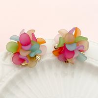 1 Pair British Style Commute Flower Plating 304 Stainless Steel Acrylic 14K Gold Plated Drop Earrings main image 1