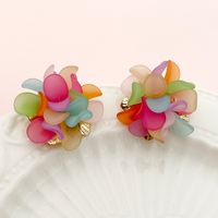 1 Pair British Style Commute Flower Plating 304 Stainless Steel Acrylic 14K Gold Plated Drop Earrings sku image 1