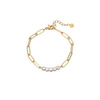 Casual Simple Style Classic Style Solid Color Stainless Steel Titanium Steel Gold Plated Zircon Bracelets In Bulk main image 4
