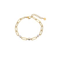 Casual Simple Style Classic Style Solid Color Stainless Steel Titanium Steel Gold Plated Zircon Bracelets In Bulk main image 6