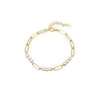 Casual Simple Style Classic Style Solid Color Stainless Steel Titanium Steel Gold Plated Zircon Bracelets In Bulk main image 3