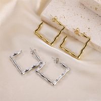 1 Pair Simple Style Solid Color Plating Stainless Steel 18k Gold Plated Earrings main image 5