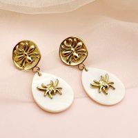 1 Pair Nordic Style Classical Spider Plating 304 Stainless Steel Shell 14K Gold Plated Drop Earrings main image 1