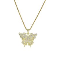 Hip-hop Insect Butterfly Stainless Steel Alloy Inlay Rhinestones Unisex Pendant Necklace main image 1