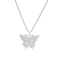 Hip-hop Insect Butterfly Stainless Steel Alloy Inlay Rhinestones Unisex Pendant Necklace sku image 2