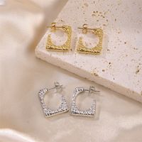 1 Pair Simple Style Square Plating Stainless Steel 18k Gold Plated Ear Studs main image 4