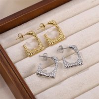 1 Pair Simple Style Square Plating Stainless Steel 18k Gold Plated Ear Studs main image 1