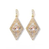 1 Pair Simple Style Rhombus Inlay Alloy Rhinestones Glass Gold Plated Drop Earrings main image 2