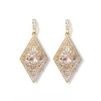 1 Pair Simple Style Rhombus Inlay Alloy Rhinestones Glass Gold Plated Drop Earrings sku image 1