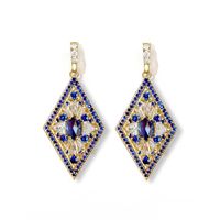 1 Pair Simple Style Rhombus Inlay Alloy Rhinestones Glass Gold Plated Drop Earrings main image 5