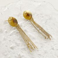 1 Pair Simple Style Tassel Plating Inlay 304 Stainless Steel Pearl 14K Gold Plated Drop Earrings main image 3