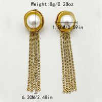 1 Pair Simple Style Tassel Plating Inlay 304 Stainless Steel Pearl 14K Gold Plated Drop Earrings main image 2
