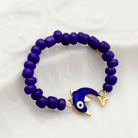 Beach Devil's Eye Heart Shape Gold Plated Stainless Steel Seed Bead Wholesale Charm Rings sku image 3