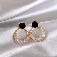1 Pair Simple Style Circle Inlay Alloy Zircon Drop Earrings main image 3