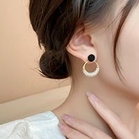 1 Pair Simple Style Circle Inlay Alloy Zircon Drop Earrings main image 2