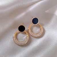 1 Pair Simple Style Circle Inlay Alloy Zircon Drop Earrings main image 5