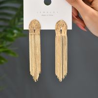 1 Pair Simple Style Solid Color Alloy Tassel Women's Earrings sku image 1