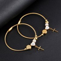 Elegant Streetwear Cross Heart Shape Stainless Steel Inlay Zircon Bangle main image 9