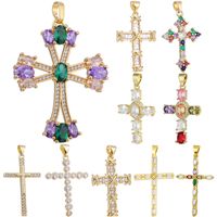 Casual Elegant Classic Style Cross Copper Plating Inlay Zircon 18k Gold Plated White Gold Plated Charms main image 5