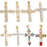 Casual Elegant Classic Style Cross Copper Plating Inlay Zircon 18k Gold Plated White Gold Plated Charms main image 4