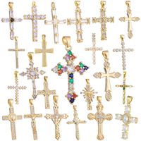 Casual Elegant Classic Style Cross Copper Plating Inlay Zircon 18k Gold Plated White Gold Plated Charms main image 1