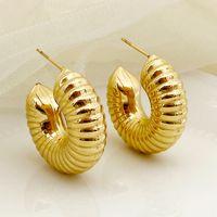 1 Pair Nordic Style Commute Spiral Stripe Enamel Plating Stainless Steel Gold Plated Ear Studs main image 3