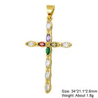 Casual Elegant Classic Style Cross Copper Plating Inlay Zircon 18k Gold Plated White Gold Plated Charms sku image 3