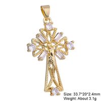 Casual Elegant Classic Style Cross Copper Plating Inlay Zircon 18k Gold Plated White Gold Plated Charms sku image 5