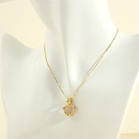 Cute Simple Style Little Bear Copper 18k Gold Plated Zircon Pendant Necklace In Bulk sku image 1