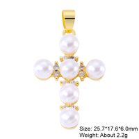 Casual Elegant Classic Style Cross Copper Plating Inlay Zircon 18k Gold Plated White Gold Plated Charms sku image 13