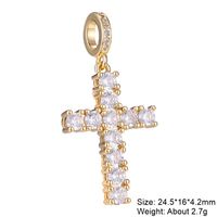 Casual Elegant Classic Style Cross Copper Plating Inlay Zircon 18k Gold Plated White Gold Plated Charms sku image 8