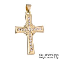 Casual Elegant Classic Style Cross Copper Plating Inlay Zircon 18k Gold Plated White Gold Plated Charms sku image 9